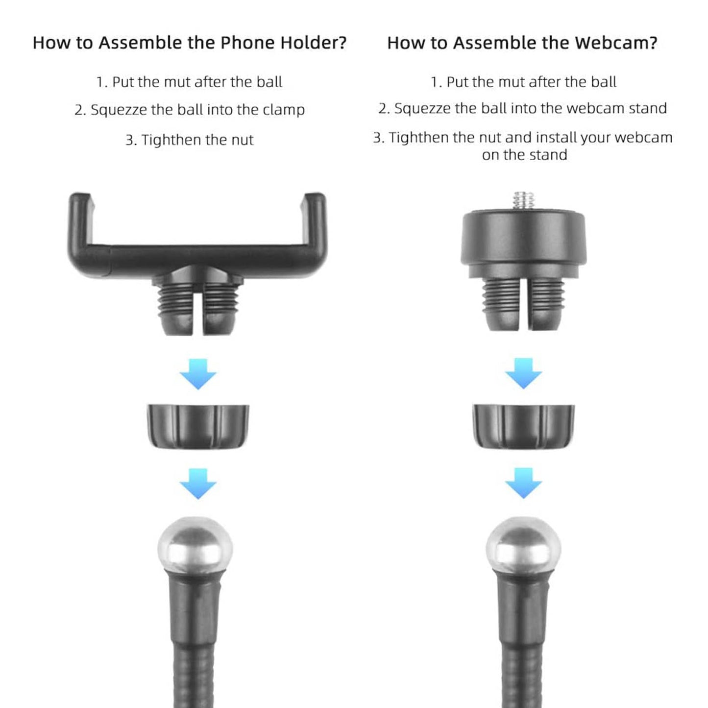 3-in-1 3.5inch Selfie Ring Light+Phone Holder+Webcam Stand with Flexible Gooseneck Arm for Video Conference YouTube Live Streaming Online Meeting Vlogging