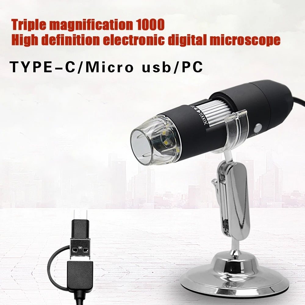 1000X 8LED USB Digital Microscope Endoscope Camera Inspection for Mobile Phone Repairing Hair Skin