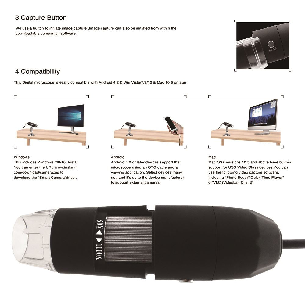 1000X 8LED USB Digital Microscope Endoscope Camera Inspection for Mobile Phone Repairing Hair Skin