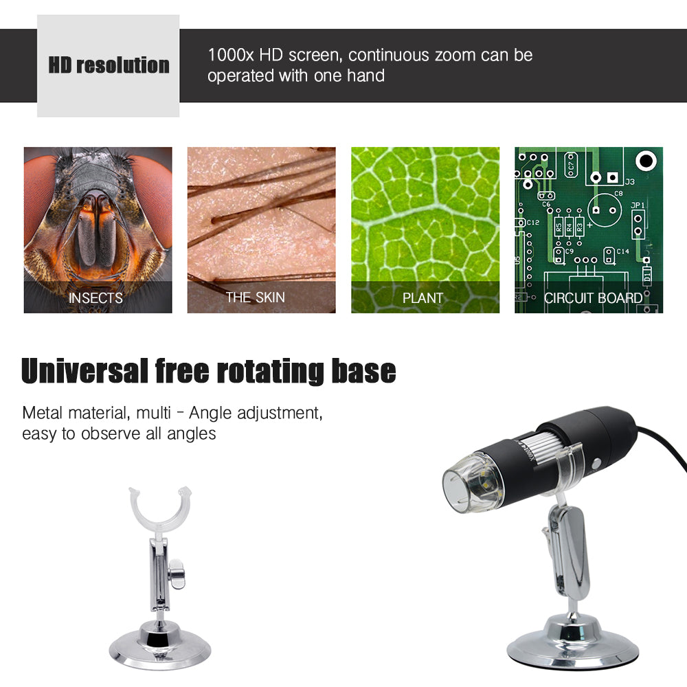 1000X 8LED USB Digital Microscope Endoscope Camera Inspection for Mobile Phone Repairing Hair Skin