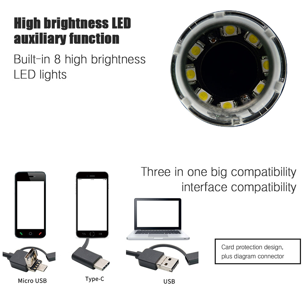 1000X 8LED USB Digital Microscope Endoscope Camera Inspection for Mobile Phone Repairing Hair Skin