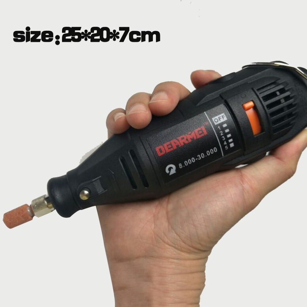 130W 220V Mini Electric Drill Set Power Tools Polishing Machine Variable Speed Engraving Pen with Accessories, EU Plug