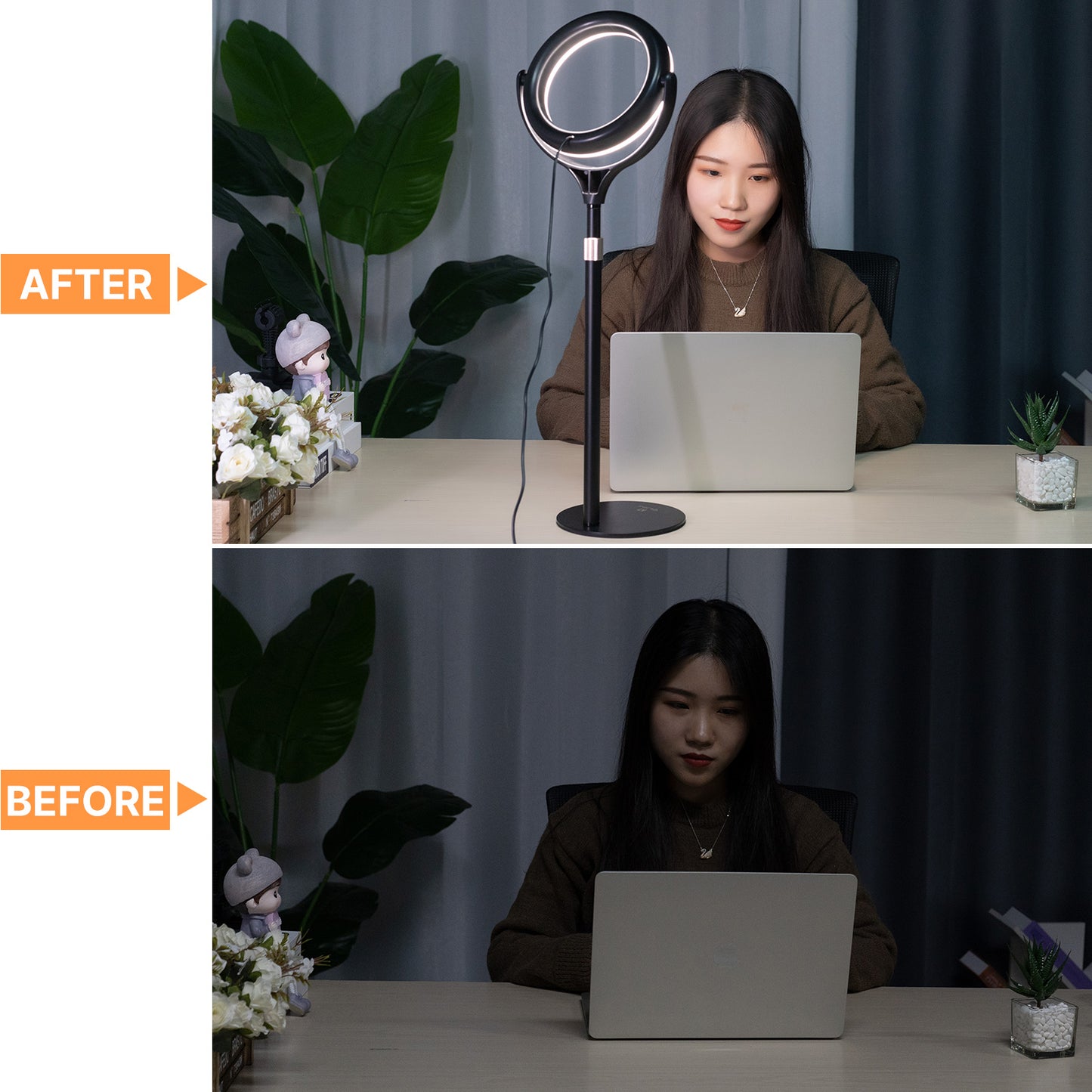 VIJIM K6 Ring Light with Adjustable Stand and Phone Holder