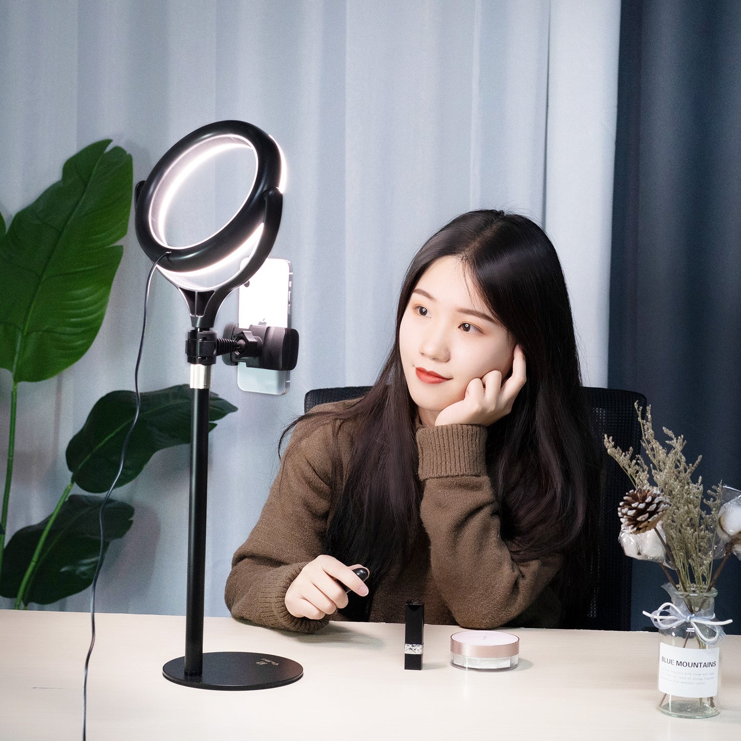 VIJIM K6 Ring Light with Adjustable Stand and Phone Holder