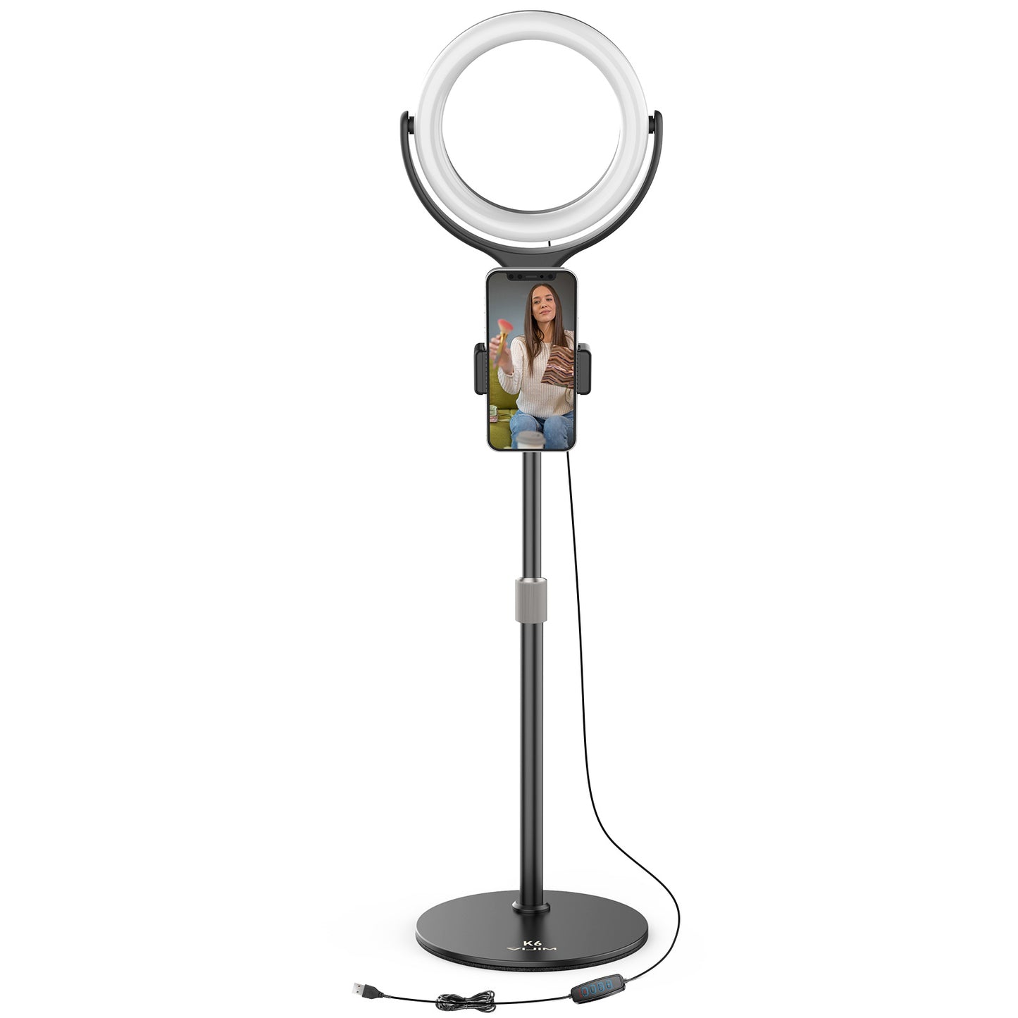 VIJIM K6 Ring Light with Adjustable Stand and Phone Holder
