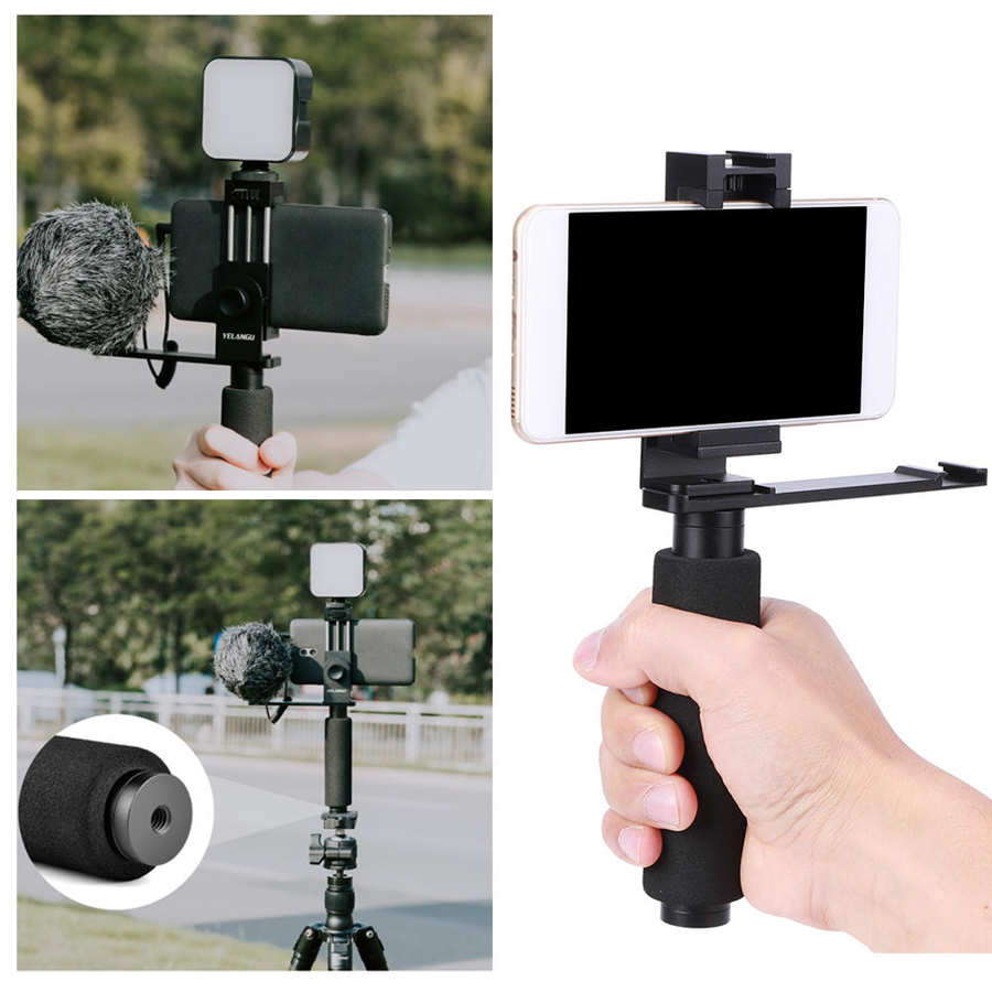 Yelangu PC08 Live Stream Universal Tripod Head Outdoor Shooting Mount Tripod Accessory for Smartphone and Camera