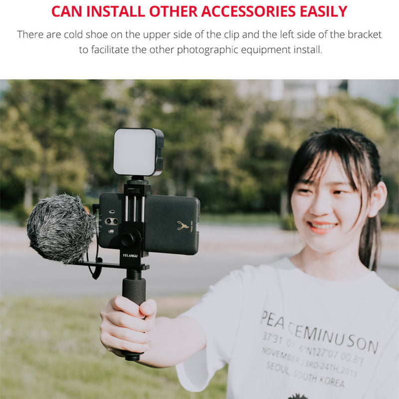 Yelangu PC08 Live Stream Universal Tripod Head Outdoor Shooting Mount Tripod Accessory for Smartphone and Camera