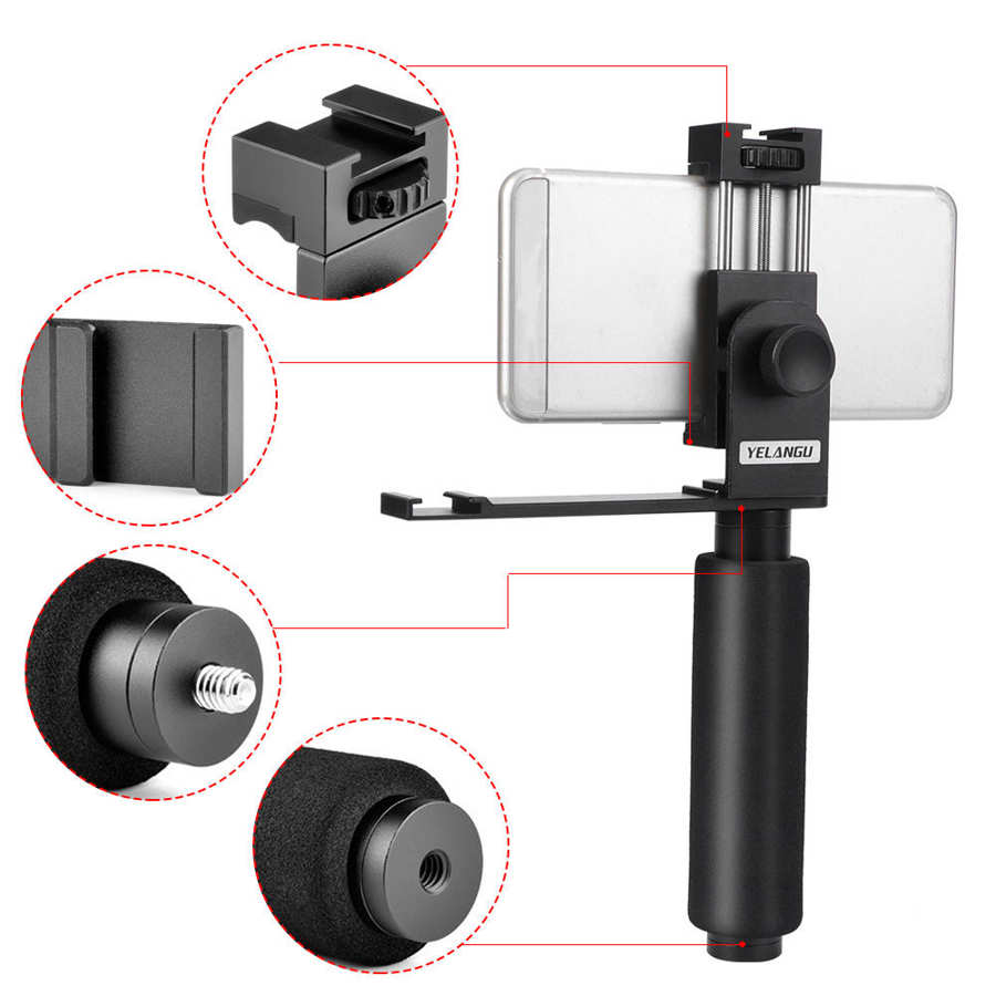 Yelangu PC08 Live Stream Universal Tripod Head Outdoor Shooting Mount Tripod Accessory for Smartphone and Camera