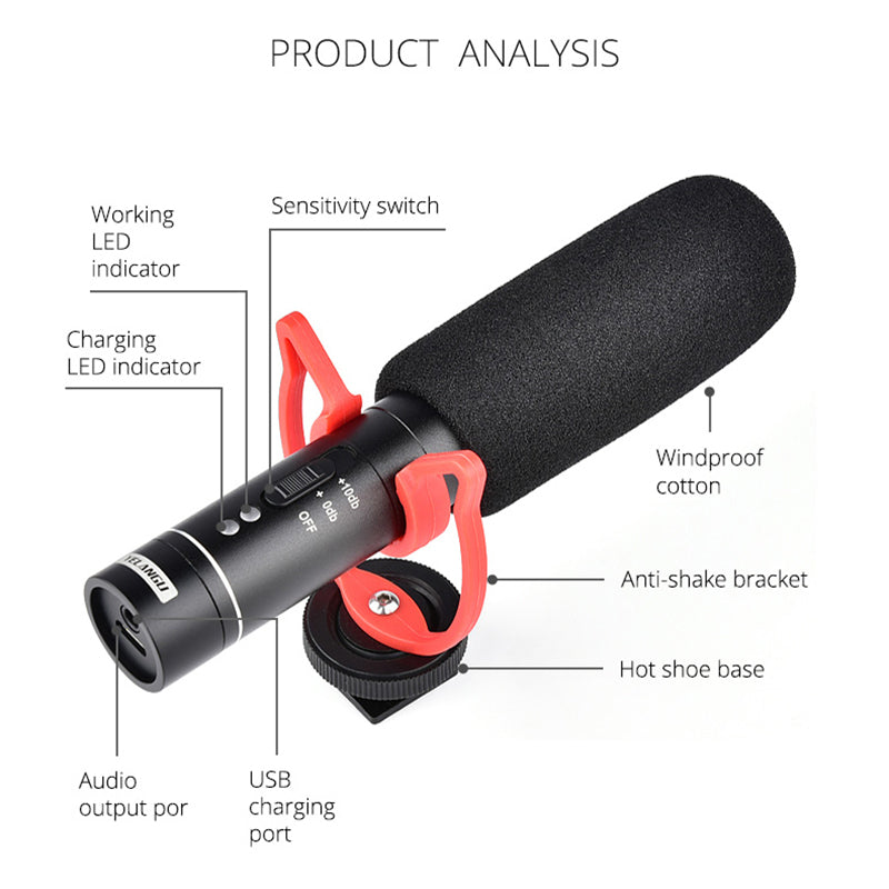 Yelangu MIC05 Electric Professional Super-Cardioid Universal Gun Shape Camera Microphone Video Mic