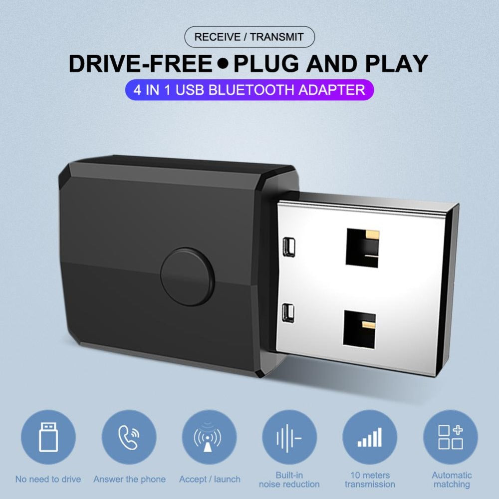 Bluetooth 5.0 Audio Receiver Transmitter 3.5mm AUX Mini Music Wireless USB Adapter for TV Car PC Headphones