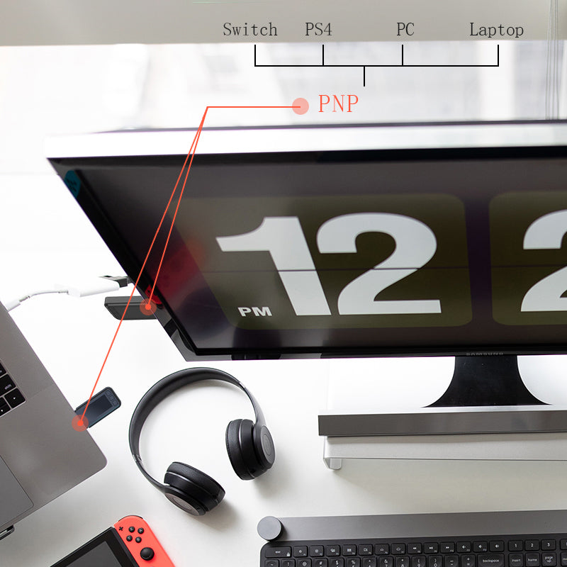 T4 5.0 USB/AUX Dual-Output Bluetooth Transmitter Plug and Play Speaker Wireless Audio Adapter Support Connecting Two Pairs Headset