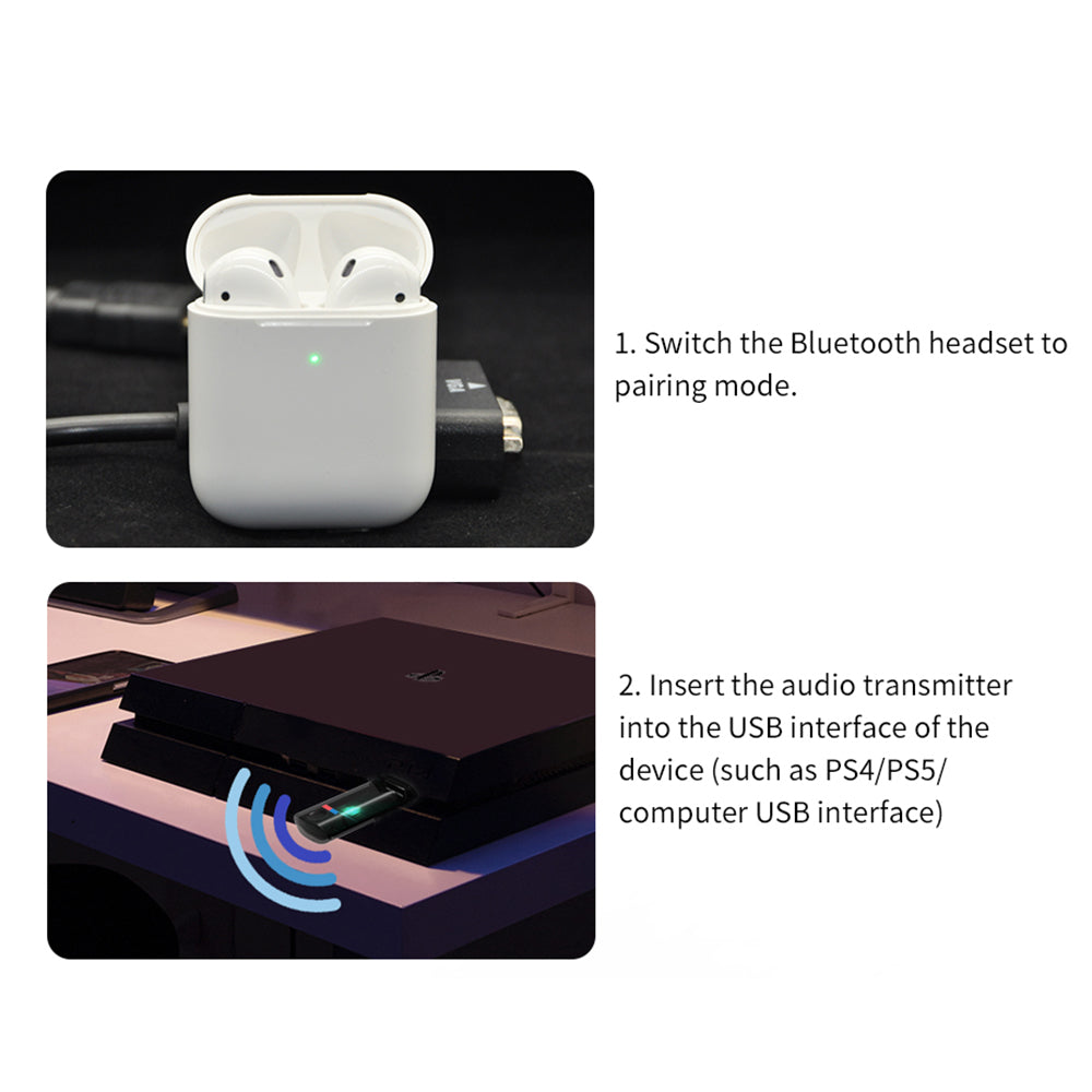 BT-09C USB Plug and Play Bluetooth 5.2 Adapter Wireless Audio Transmitter for Nintendo Switch/PS4/PS5
