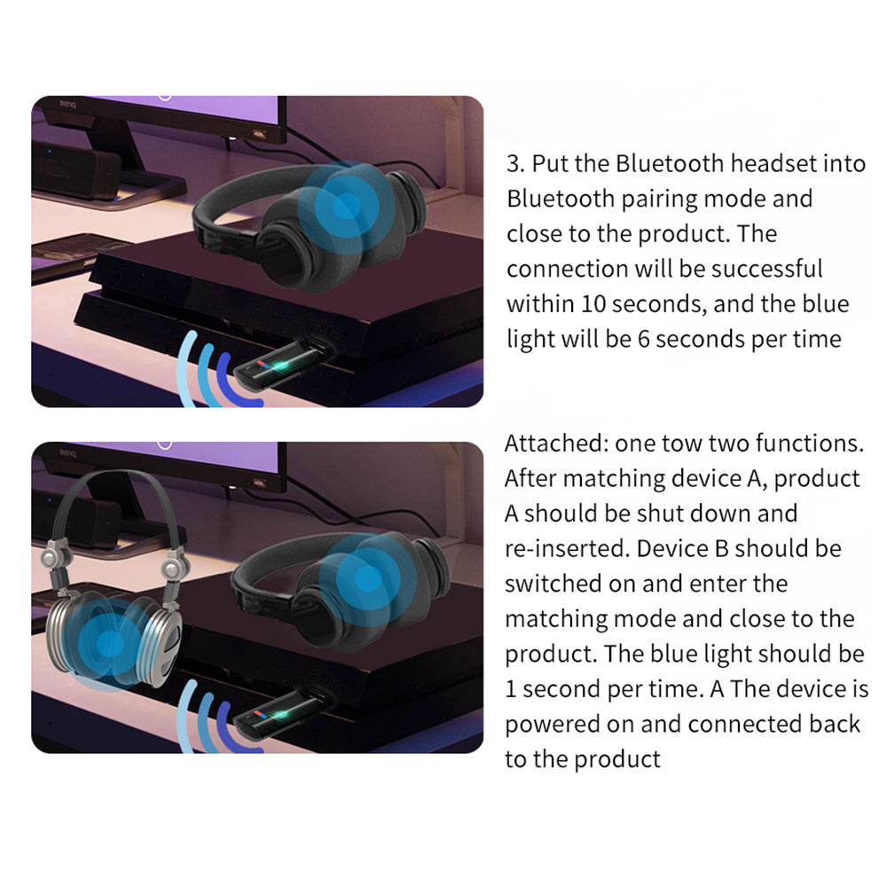 BT-09C USB Plug and Play Bluetooth 5.2 Adapter Wireless Audio Transmitter for Nintendo Switch/PS4/PS5