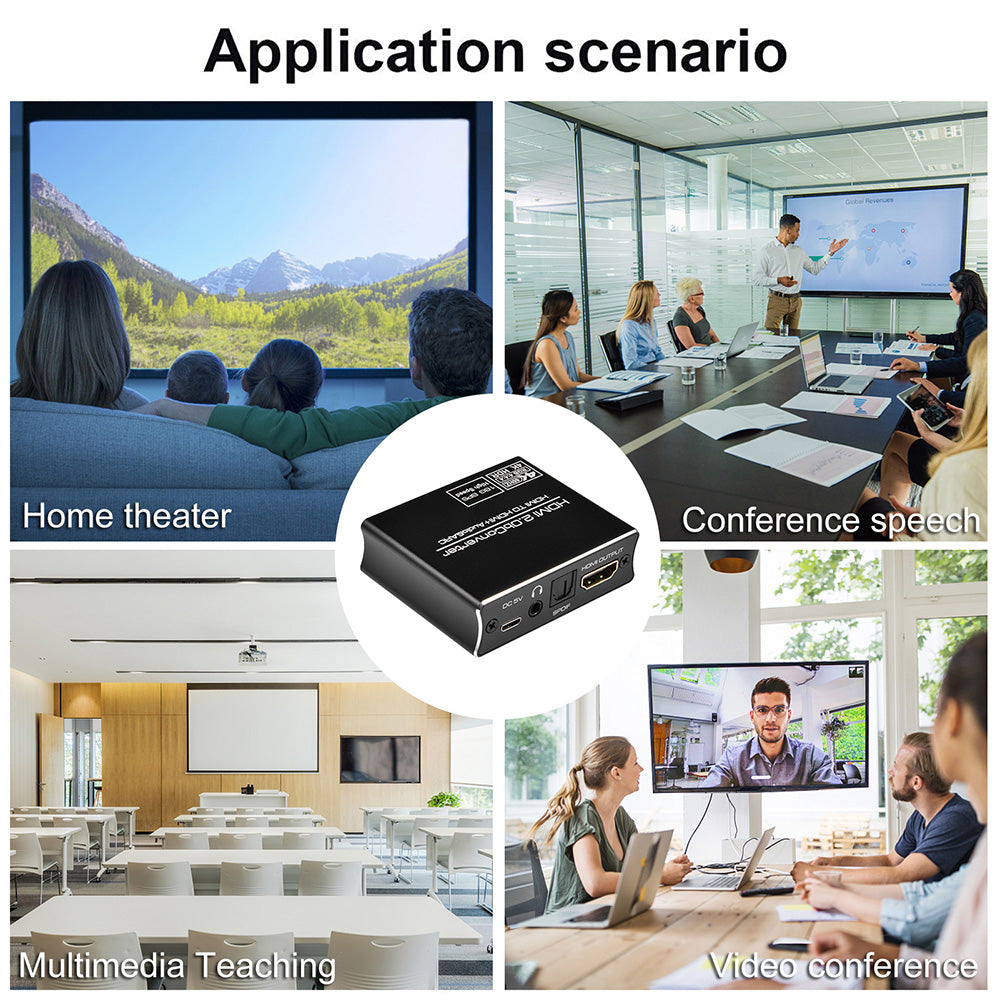 NK-331M 4K HDMI to HDMI Audio Extractor Splitter Optical Toslink SPDIF + RCA L/R Stereo Converter Adapter with 3.5mm Output