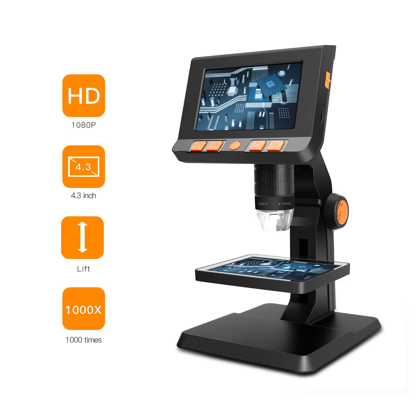 P110 4.3-inch Screen 1000X 8LED High-definition 1080P Rechargeable Digital Microscope Magnifying Glass