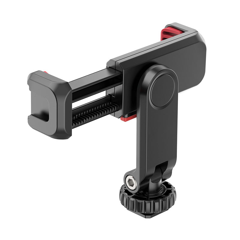 Uniqkart ST-06S Portable 360 Degrees Rotating Phone Holder Clip with Dual Cold Shoe Mount for Live Streaming Video Recording