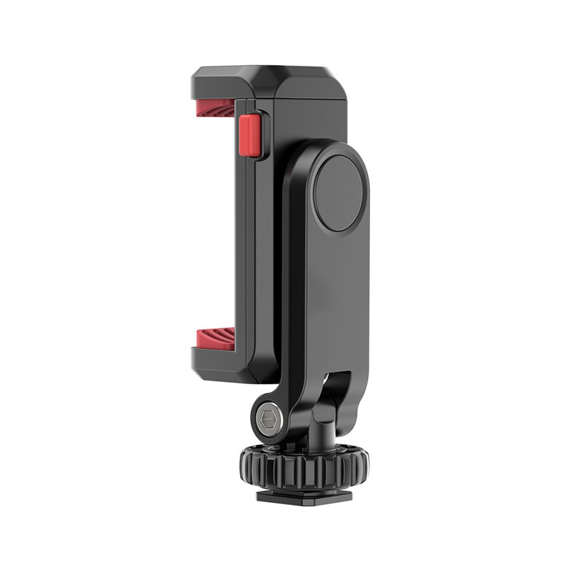 Uniqkart ST-06S Portable 360 Degrees Rotating Phone Holder Clip with Dual Cold Shoe Mount for Live Streaming Video Recording