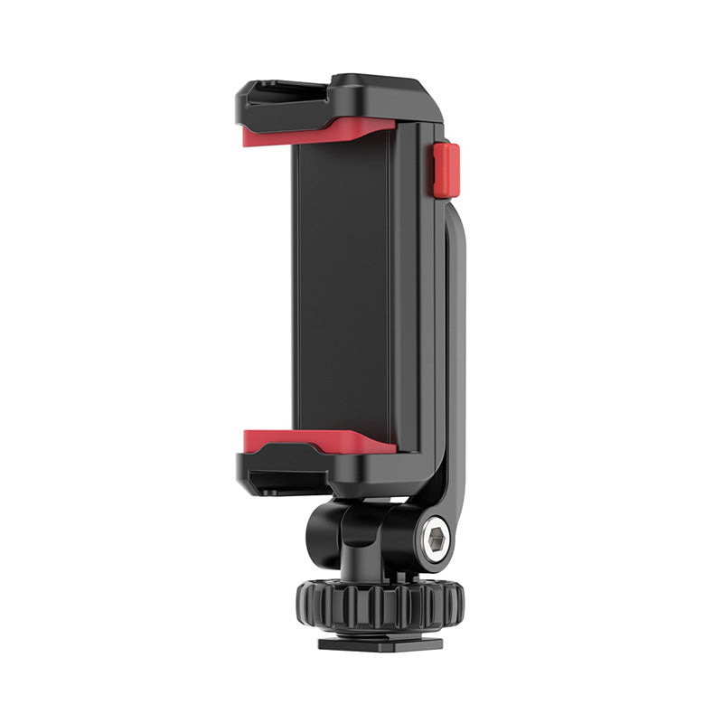 Uniqkart ST-06S Portable 360 Degrees Rotating Phone Holder Clip with Dual Cold Shoe Mount for Live Streaming Video Recording