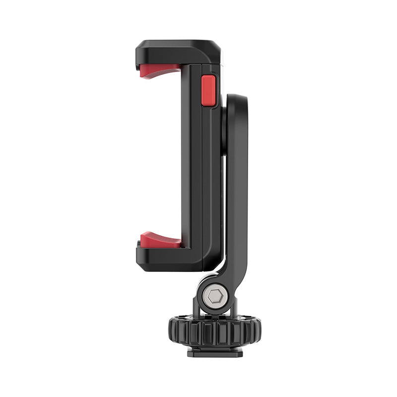 Uniqkart ST-06S Portable 360 Degrees Rotating Phone Holder Clip with Dual Cold Shoe Mount for Live Streaming Video Recording