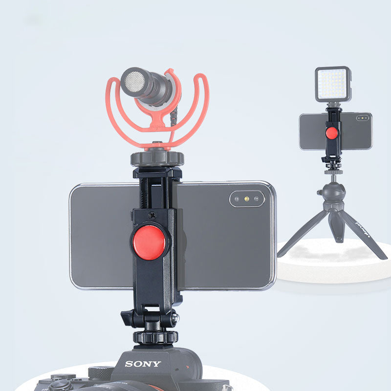 UURIG ST-06 Portable Rotatable Phone Holder Clip with Cold Shoe 1/4 Screw Hole Mount for Tripod Camera