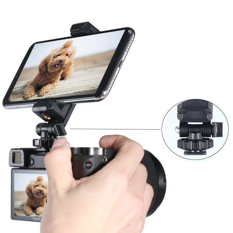 UURIG ST-06 Portable Rotatable Phone Holder Clip with Cold Shoe 1/4 Screw Hole Mount for Tripod Camera