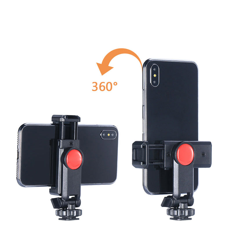 UURIG ST-06 Portable Rotatable Phone Holder Clip with Cold Shoe 1/4 Screw Hole Mount for Tripod Camera