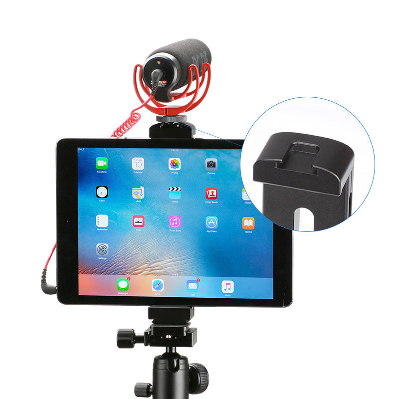 Portable Metal Tablet Holder Clip with Cold Shoe 1/4 Screw Hole Mount for Photography Video Recording