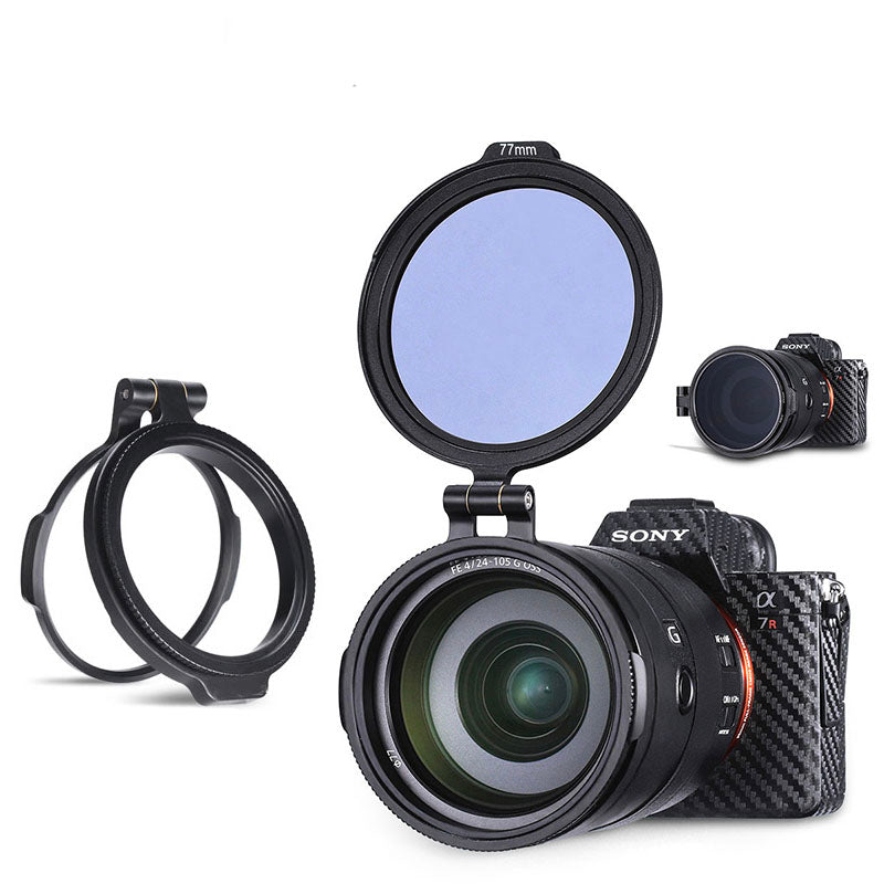 Uniqkart DSLR Camera 72mm ND Filter Quick Release Lens Mount Adapter Flip Cover Bracket