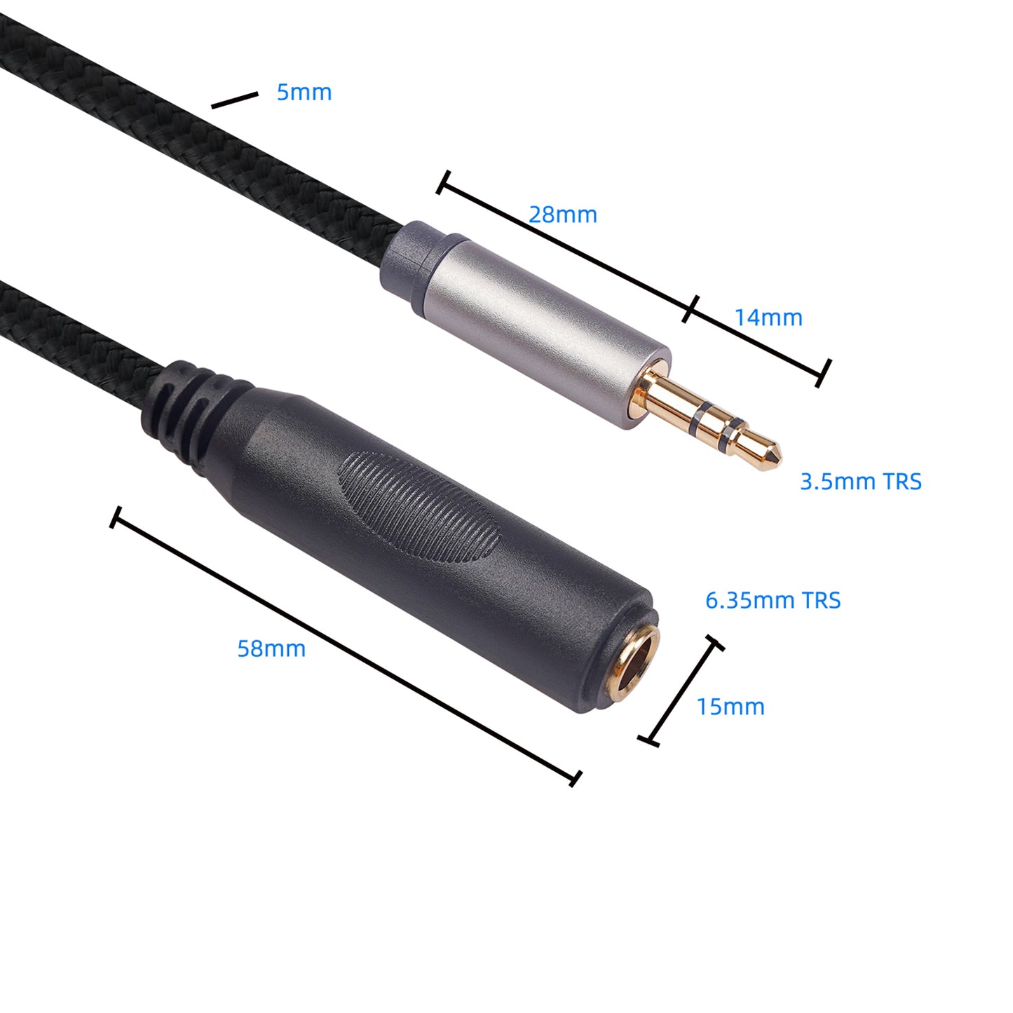 2Pcs/Set 3662B-02-03 3.5mm Male to 6.35mm Female 1/8 to 1/4 Stereo Audio Adapter for Amplifiers Guitar Piano Home Theater Devices