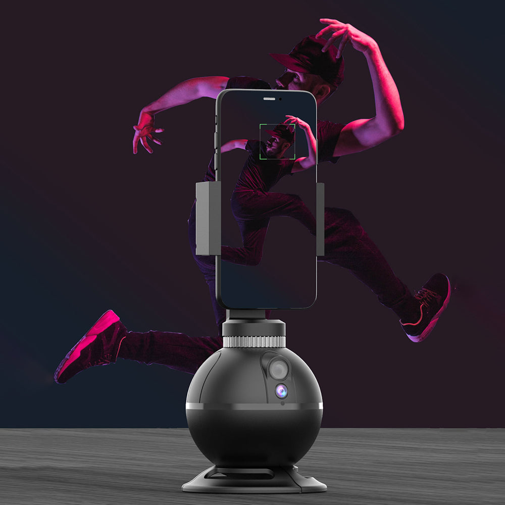 YT-10 Smart Auto Tracking Phone Stand Holder Spherical Shaped 360-degree Rotation AI Face Motion Tracking Phone Mount for Selfies Vlog Shooting Live Streaming