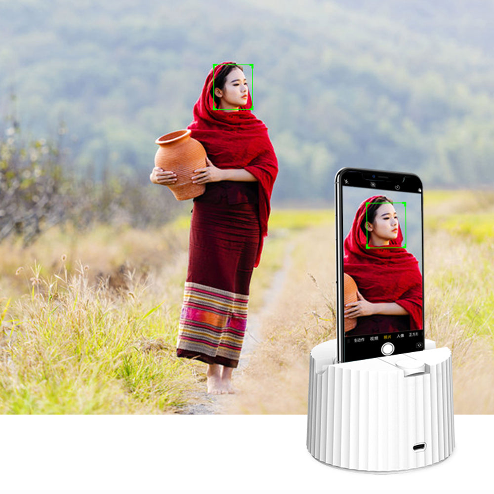 ELEBEST Y8 360-Degree Rotation Auto Face Tracking Phone Holder Smart Motion Movement Control Automatic Rotary Phone Desktop Stand for Video Recording Live Streaming