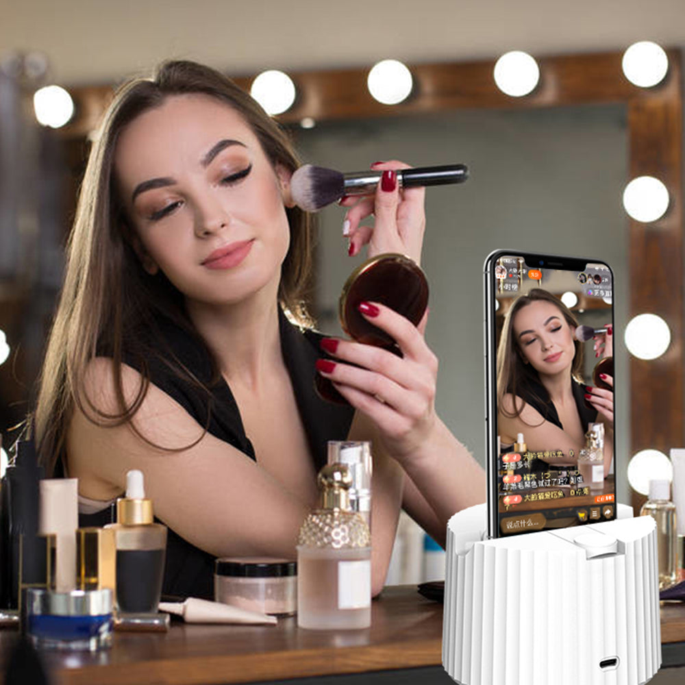 ELEBEST Y8 360-Degree Rotation Auto Face Tracking Phone Holder Smart Motion Movement Control Automatic Rotary Phone Desktop Stand for Video Recording Live Streaming