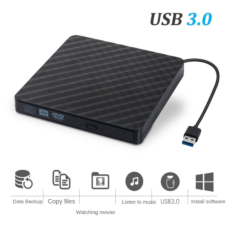 USB 3.0 External DVD Drive RW Drive/DVD Player for Laptop Desktop PC CD ROM Burner (CE Certificate) - Black
