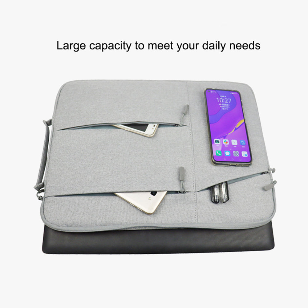 Uniqkart QY-C009 Anti-Drop Carry Case with 3 Outer Pouch/Handle Wear-Resistant Sleeve Bag for 11.6-inch Laptops Portable Storage Bag - Grey