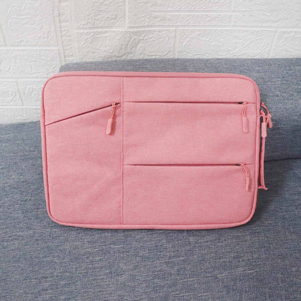 Uniqkart QY-C009 Anti-Drop Carry Case with 3 Outer Pouch/Handle Wear-Resistant Sleeve Bag for 11.6-inch Laptops Portable Storage Bag - Pink