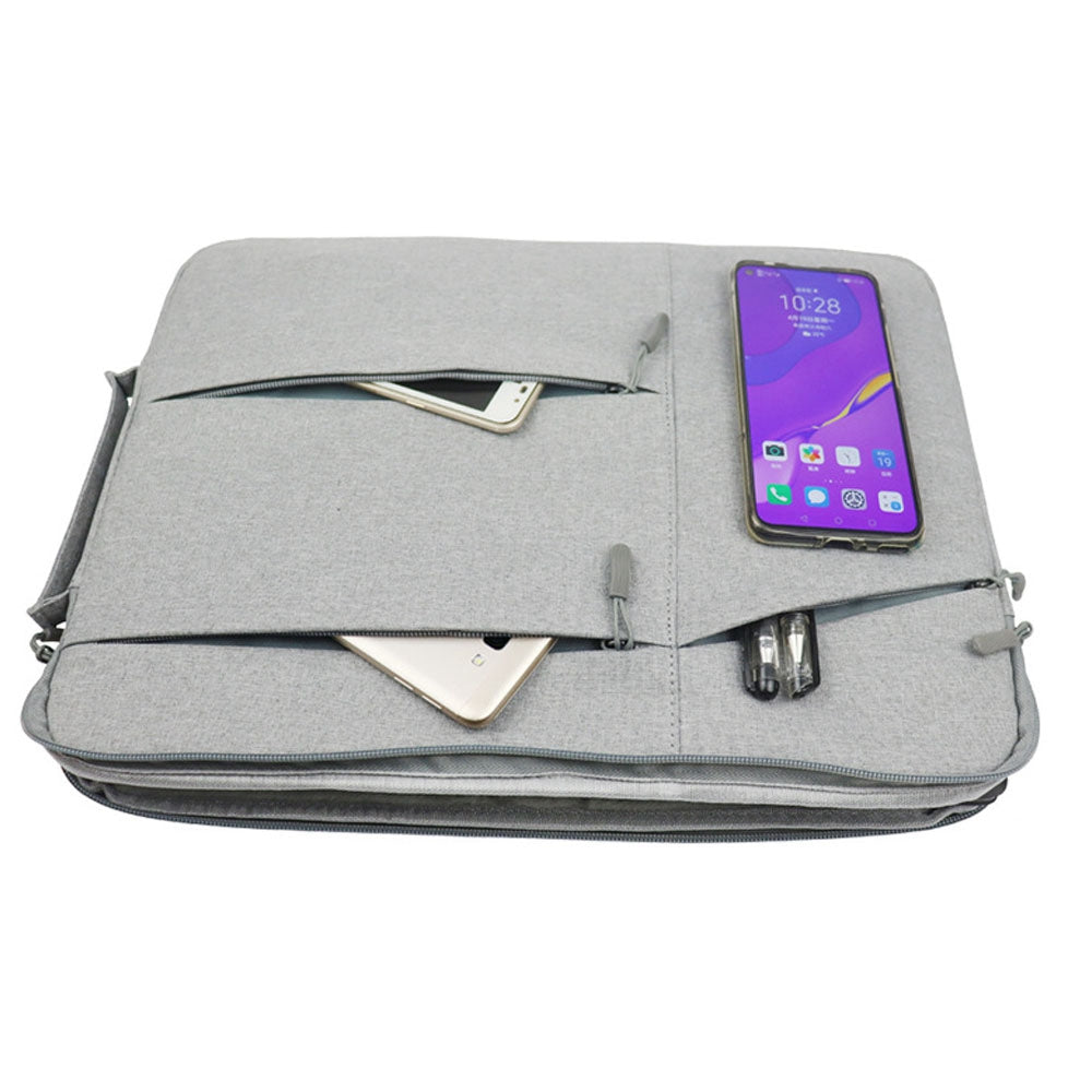 Uniqkart QY-C009 Portable Carry Case for 12-inch Laptops Scratch Resistant Sleeve Bag Waterproof Storage Bag with 3 Outer Pouch/Handle - Grey