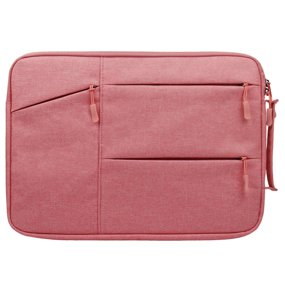 Uniqkart QY-C009 Wear-Resistant Carry Case Portable Sleeve Bag for 14-inch Laptops Anti-Drop Storage Bag with 3 Outer Pouch/Handle - Pink