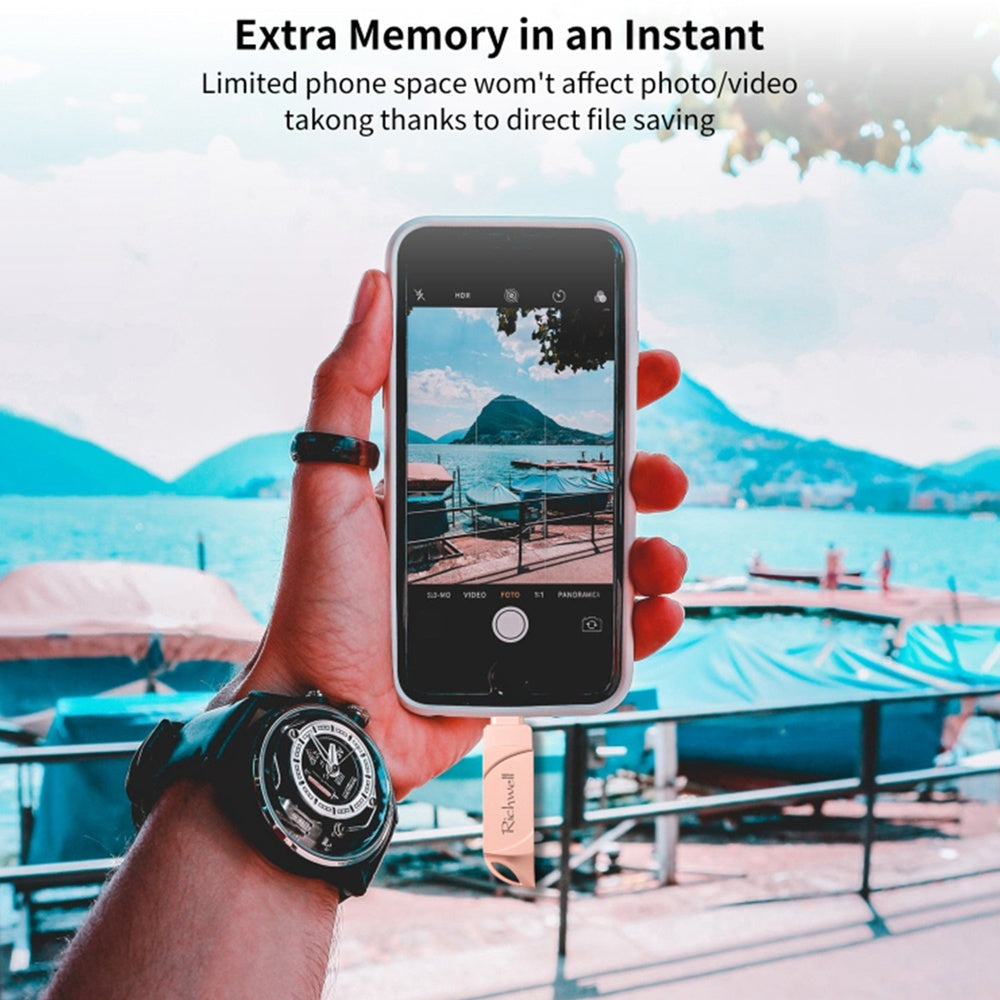 Uniqkart DN-PG31 256GB for Mobile Phone Computer 3 in 1 Lightning/Micro/USB Swivel U Disk Memory Stick Flash Drive - Black