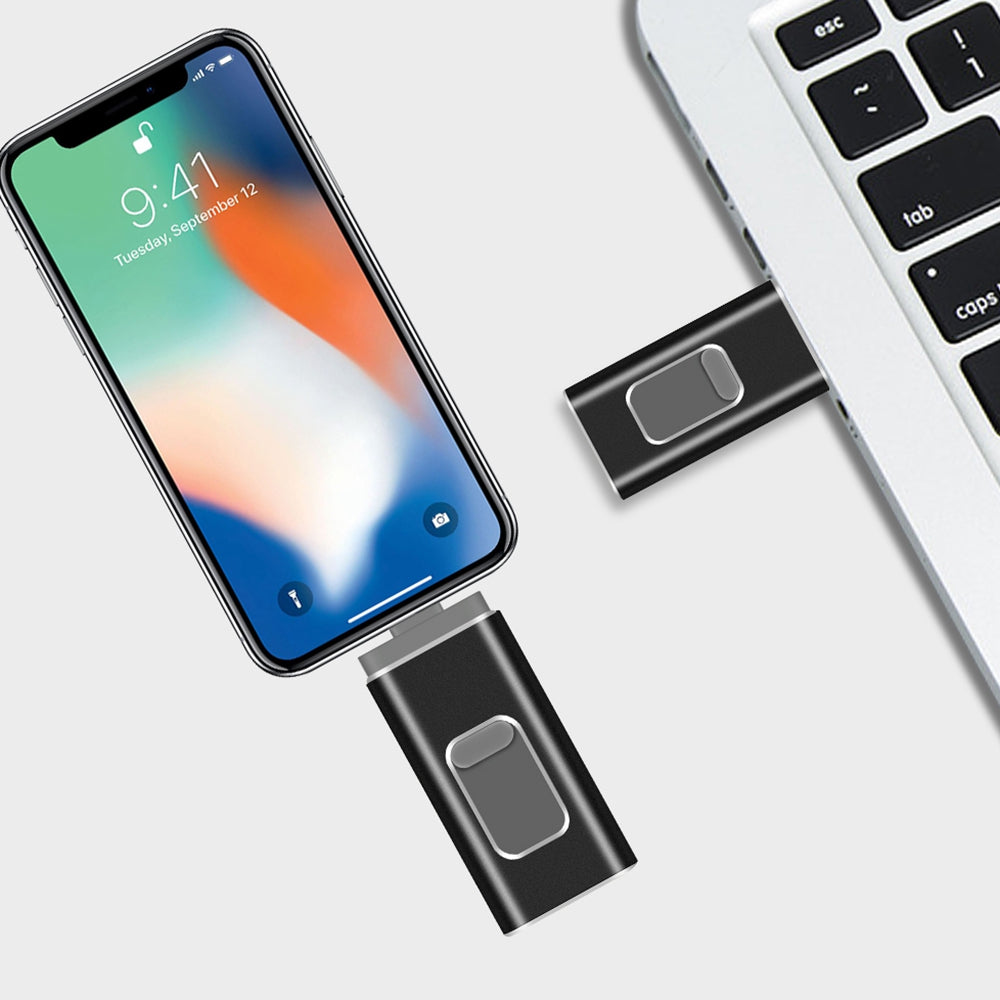 Uniqkart R-01B 64GB Driver Free USB 3.0 Flash Drive USB Memory Stick Thumb Drive Photo Stick for iPhone Android PC - Black