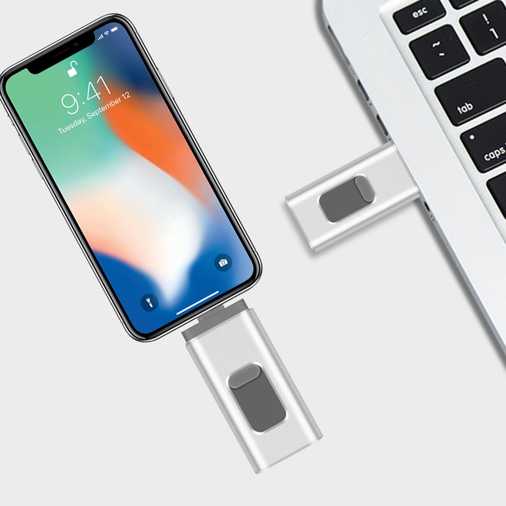 Uniqkart R-01B 64GB Driver Free USB 3.0 Flash Drive USB Memory Stick Thumb Drive Photo Stick for iPhone Android PC - Silver