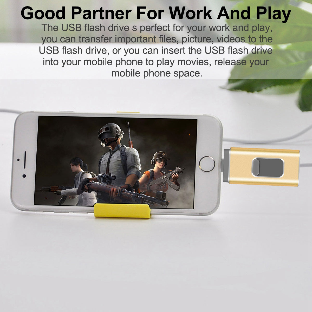 Uniqkart R-01B 64GB Driver Free USB 3.0 Flash Drive USB Memory Stick Thumb Drive Photo Stick for iPhone Android PC - Gold