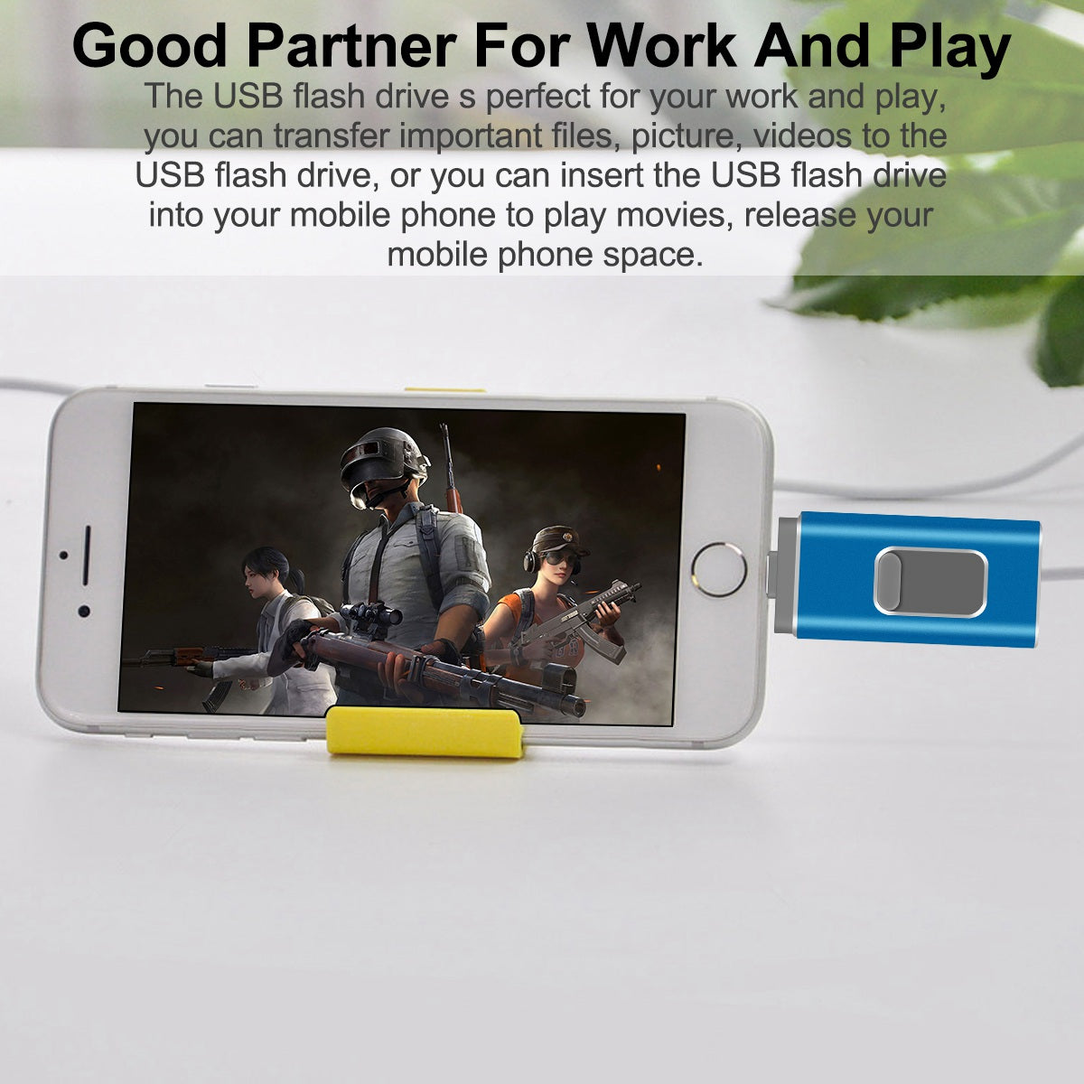 Uniqkart R-01B 8GB High Speed USB 3.0 Flash Drive 3 in 1 Photo Stick for iPhone Android PC Memory Stick - Blue