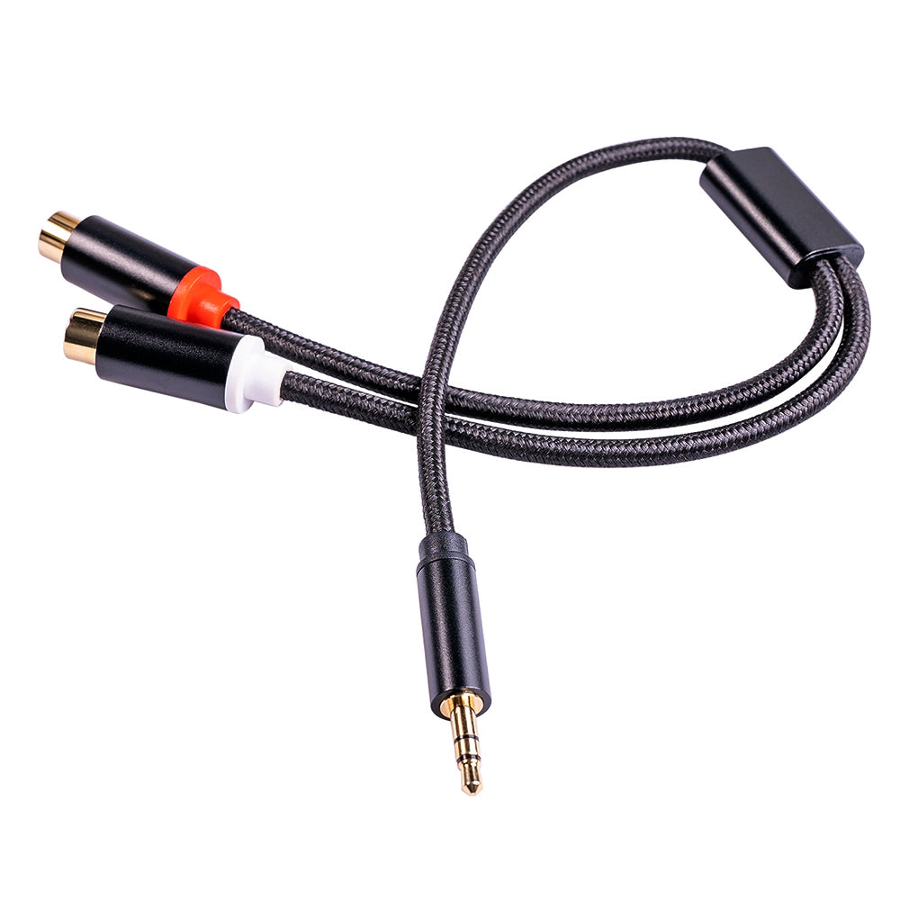 3687 3.5mm Male to 2 RCA Female Stereo Audio Cable AUX Adapter for Computer Speaker