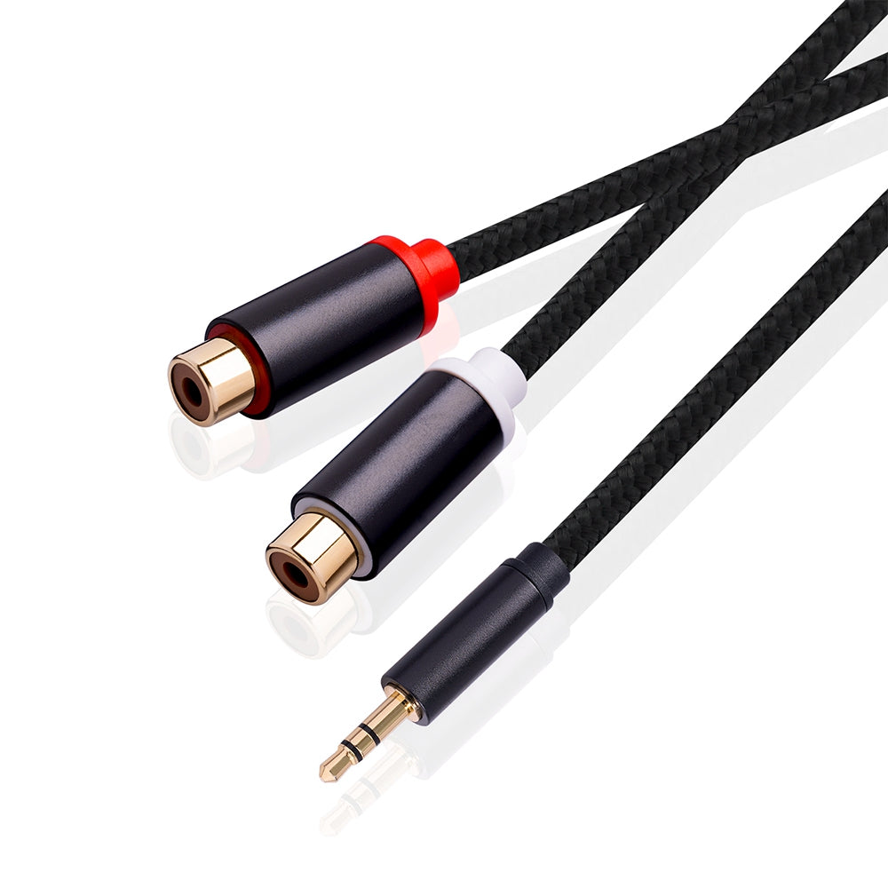 3687 3.5mm Male to 2 RCA Female Stereo Audio Cable AUX Adapter for Computer Speaker
