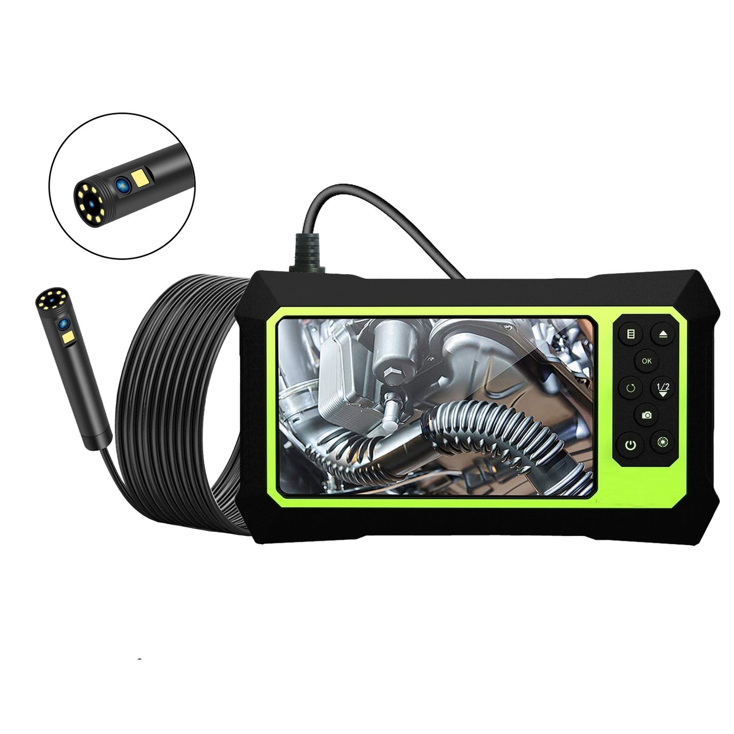 B315 7m Hard Wire Dual-lens 4.3inch Screen 5.5mm Front Lens 1080P Car Industrial Endoscope Inspection Camera with 9 LED Lights