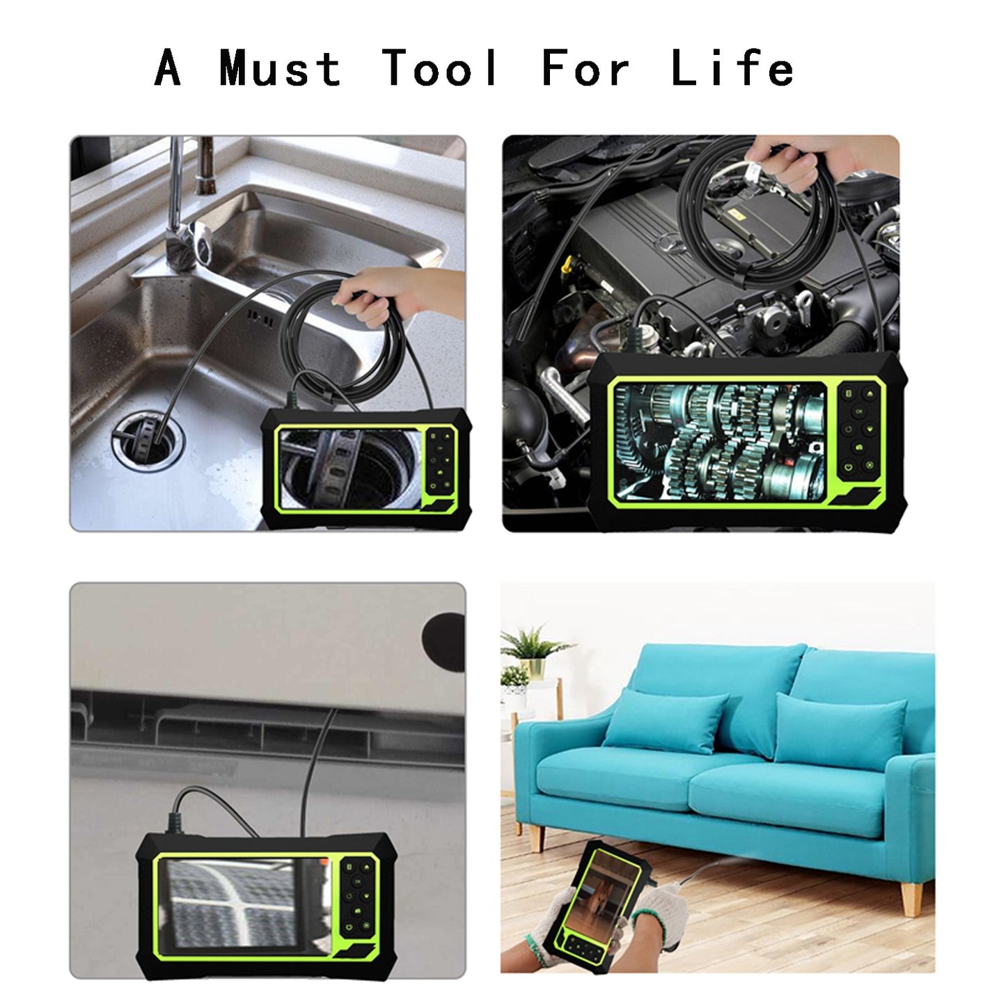 B315 7m Hard Wire 5.5mm Single Lens 4.3inch Screen 1080P Endoscope Inspection Camera with 8 LED Lights