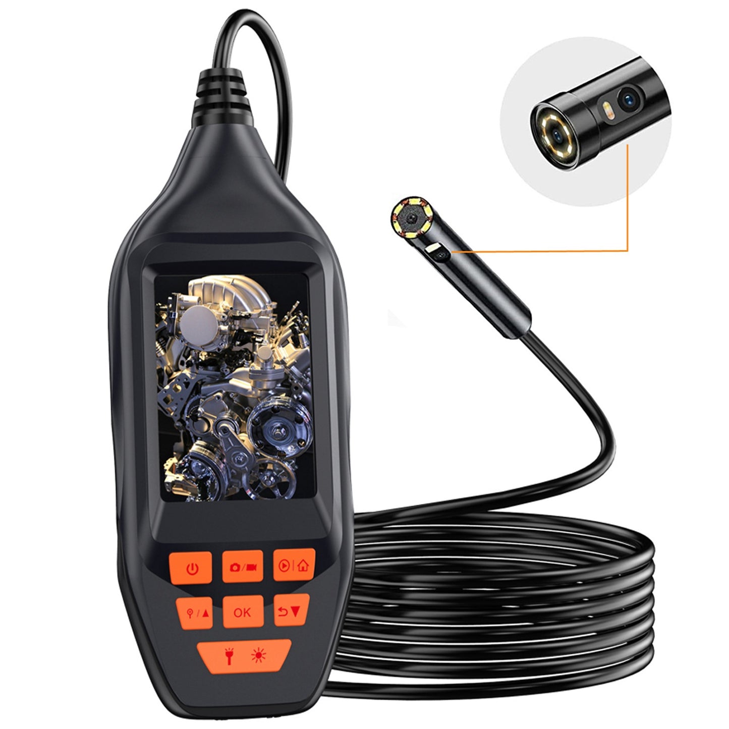 M30 2m Hard Wire 5.5mm Dual Lens 3-inch Screen Waterproof Industrial Endoscope 8+1 LED HD Inspection Camera Borescope