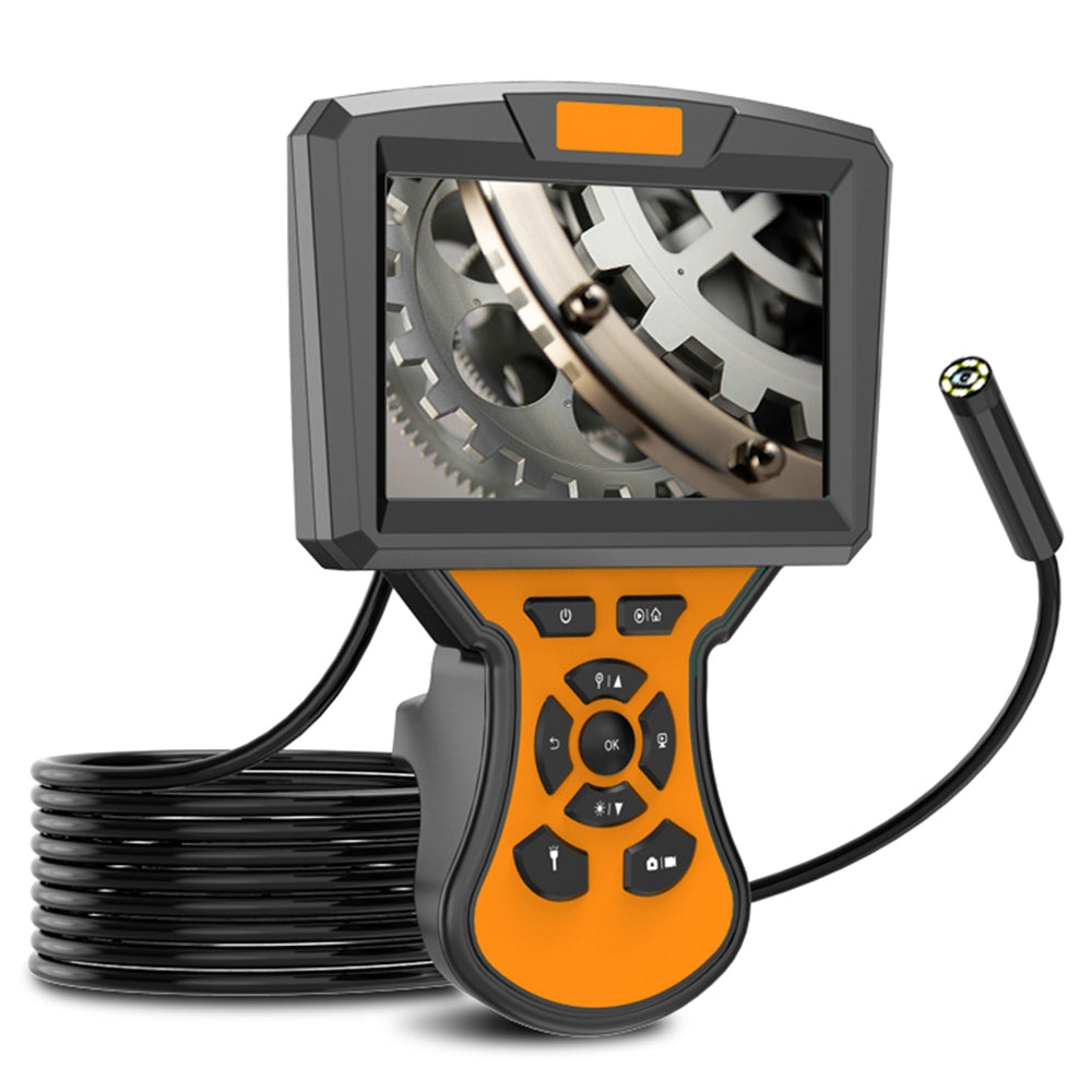M50 2m Hard Wire 8mm Lens 5-inch Screen Hand-held Endoscope Adjustable Brightness 8-LED Waterproof Industrial Inspection Camera - Orange