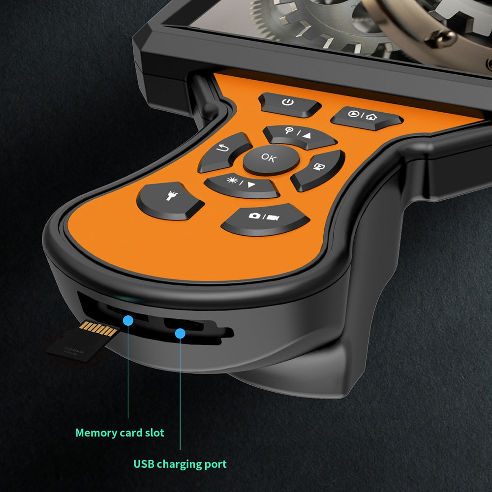 M50 2m Hard Wire 8mm Lens 5-inch Screen Hand-held Endoscope Adjustable Brightness 8-LED Waterproof Industrial Inspection Camera - Orange