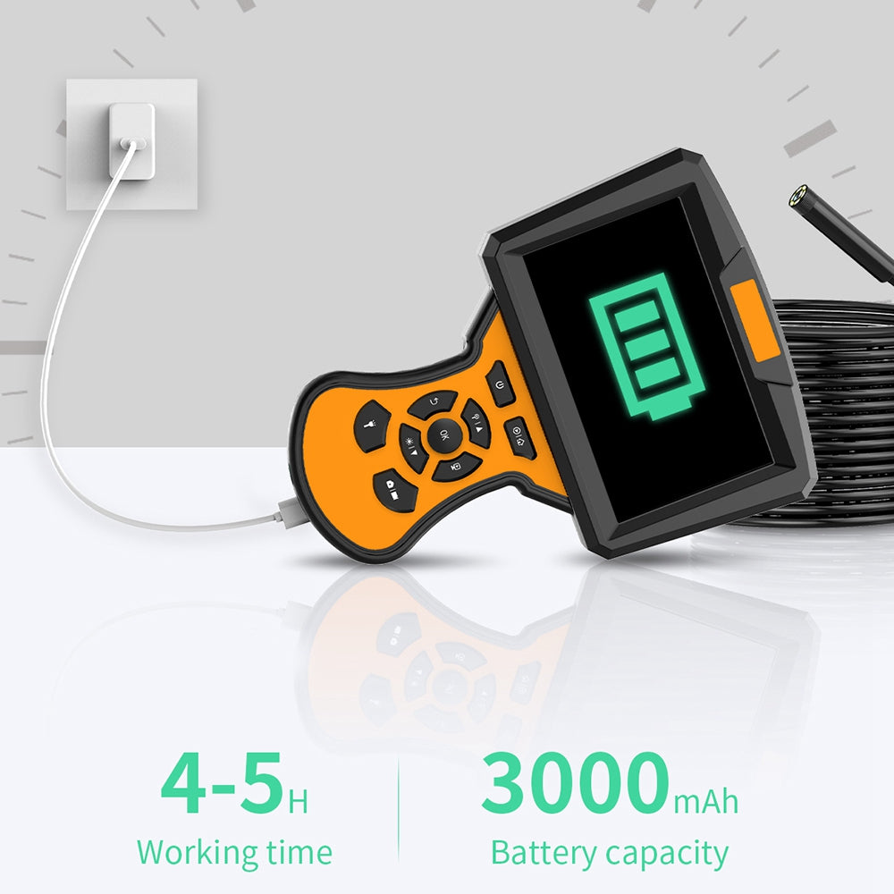 M50 5m Hard Wire 8mm Lens 5-inch Screen Endoscope 8-LED Waterproof Industrial Borescope Inspection Tool - Blue